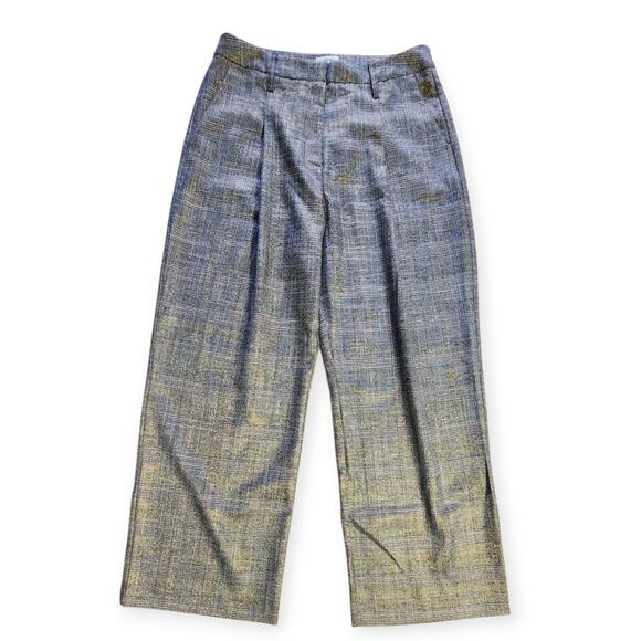 Jason Wu Pants - Jason Wu Wide Leg Plaid Single Pleat Metallic Thread Trouser Pants Women Size 8
